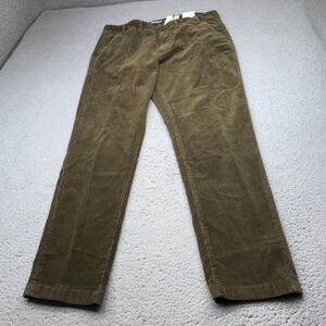 Barbour Pants Mens 40x32 Olive Green Chino Corduroy Flat Front Stretch Neuston
